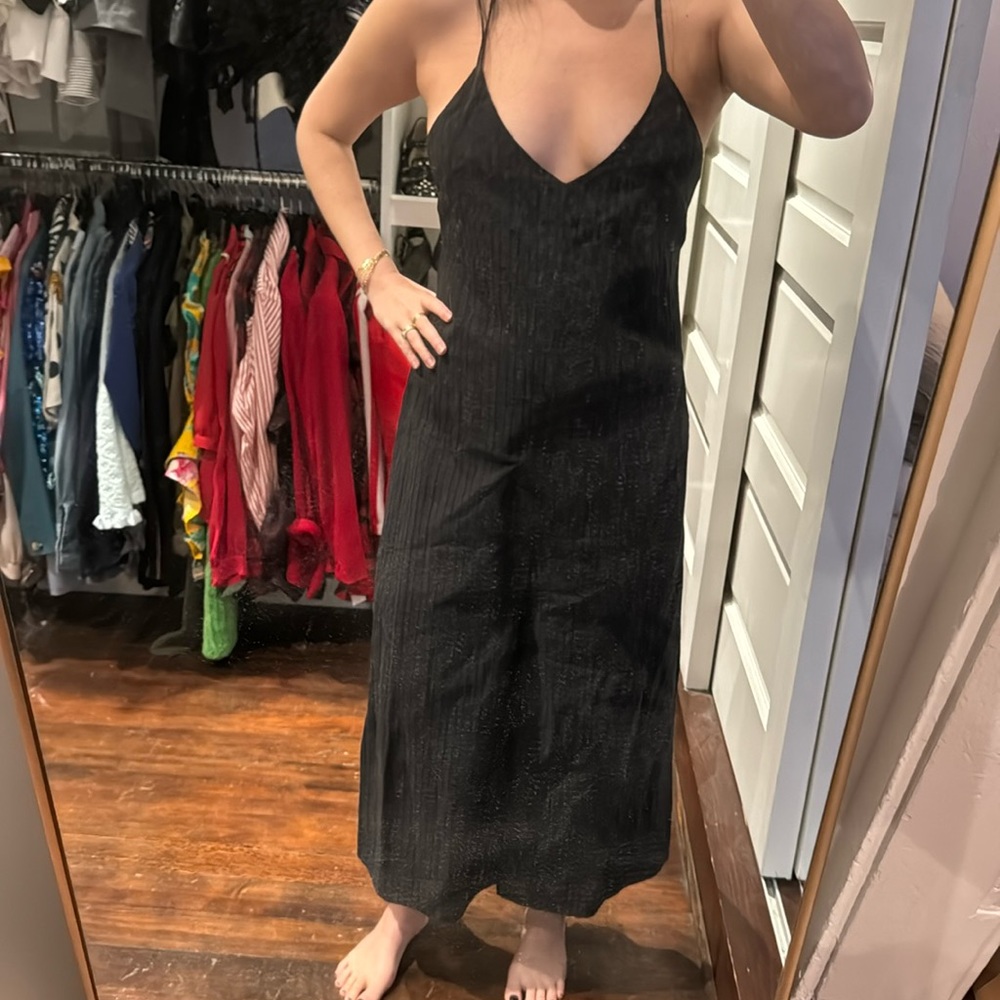 Black Wide Leg Strappy Jumpsuit - small